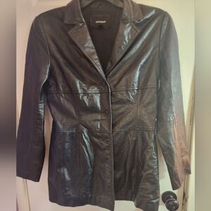 Express Women's Black Leather Jacket Sz 11/12